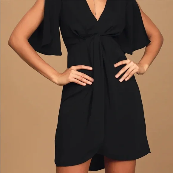 Lulu’s with this kiss black flutter sleeve mini dress - Picture 3 of 10